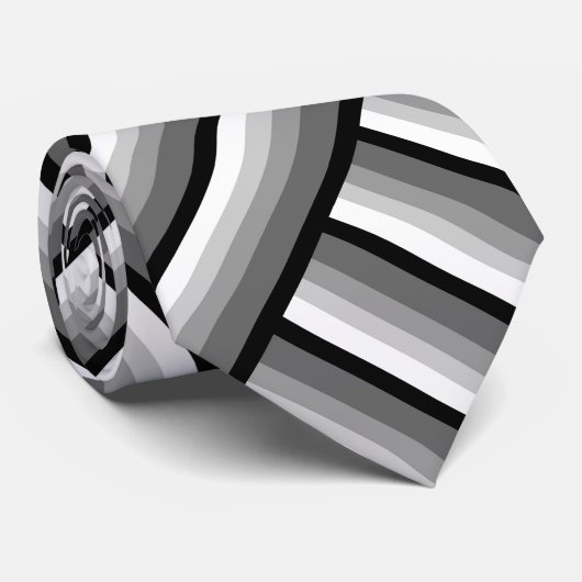 黒モダンストライプ白とグレーのクール服 ネクタイ (ロール)