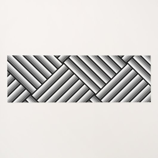 黒モダンストライプ白とグレーのクール服 ヨガマット (裏面(横))