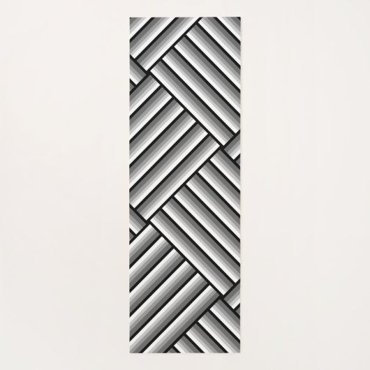 黒モダンストライプ白とグレーのクール服 ヨガマット (裏面)