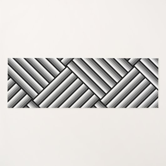 黒モダンストライプ白とグレーのクール服 ヨガマット (正面(横))