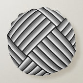 黒モダンストライプ白とグレーのクール服 ラウンドクッション (裏面)