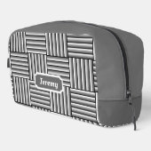 黒モダンストライプ白と灰色の – カスタム ドップキット (右コーナー)