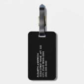 黒モダンストライプ色フェイクピンクグリッツと名前 ラゲッジタグ (裏面縦)