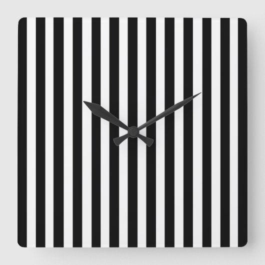 黒モダンストライプ色 スクエア壁時計 (正面)