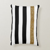 黒モダンストライプ金ゴールドフェイクグリッツと名前 アクセントクッション (裏面(縦))