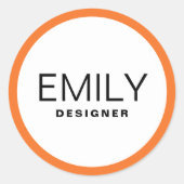 黒モダンタイポグラフィオレン縁どジ ラウンドシール (正面)