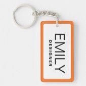 黒モダンタイポグラフィオ縁どレンジQRコード キーホルダー (正面)