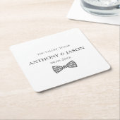 黒モダンタイポグラフィカスタムギフト結婚ズ スクエアペーパーコースター (アングル)