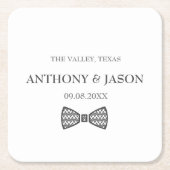 黒モダンタイポグラフィカスタムギフト結婚ズ スクエアペーパーコースター (正面)