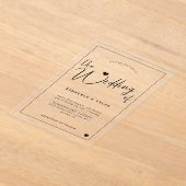 黒モダンタイポグラフィス結婚クリプト アクリル招待状 (レイダウン)