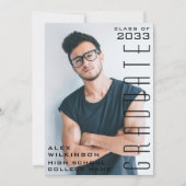 黒モダンタイポグラフィフォトシンプル卒業 案内状 (正面)