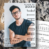 黒モダンタイポグラフィフォトシンプル卒業 案内状