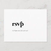 黒モダンタイポグラフィメニュー選択RSVPポストカード インビテーションポストカード (正面)