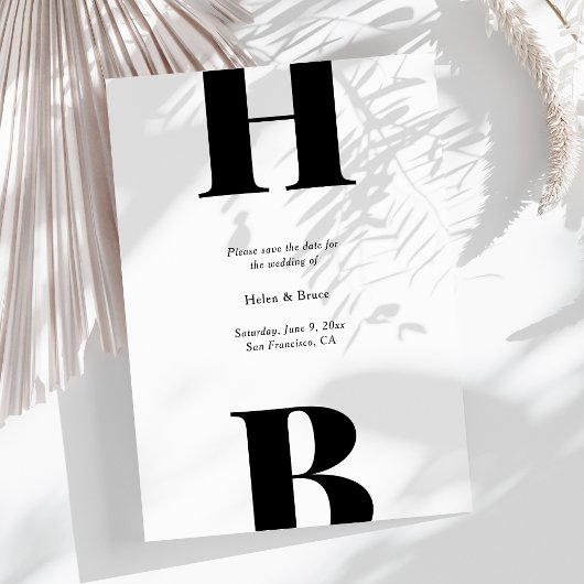 黒モダンタイポグラフィモノグラ結婚ム セーブザデート