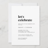 黒モダンタイポグラフィレッツ祝ー 招待状 (正面)