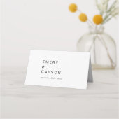 黒モダンタイポグラフィレトロ折り結婚曲げ プレイスカード (裏面)