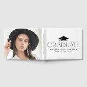 黒モダンタイポグラフィ写真卒業 ゲストブック (全面)