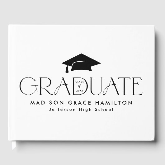 黒モダンタイポグラフィ写真卒業 ゲストブック (正面)