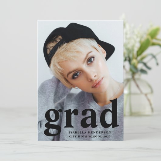 黒モダンタイポグラフィ写真卒業 案内状 (スタンド正面)