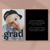 黒モダンタイポグラフィ写真卒業 案内状