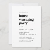 黒モダンタイポグラフィ引っ越し祝いパーティーパーティー 招待状 (正面)