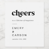 黒モダンタイポグラフィ応援結婚のワインラベル ワインラベル (シングルラベル)