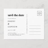 黒モダンタイポグラフィ日付の保存 インビテーションポストカード (裏面)