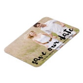 黒モダンタイポグラフィ日付磁石を保存 マグネット (左側)