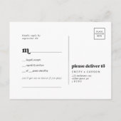 黒モダンタイポグラフィ曲リクエストRSVPポストカード インビテーションポストカード (裏面)