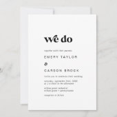 黒モダンタイポグラフィ私たち結婚は 招待状 (正面)