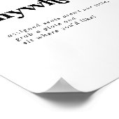 黒モダンタイポグラフィ結婚の座る場所 ポスター (角)