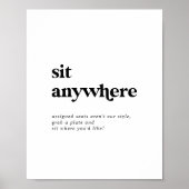 黒モダンタイポグラフィ結婚の座る場所 ポスター (正面)