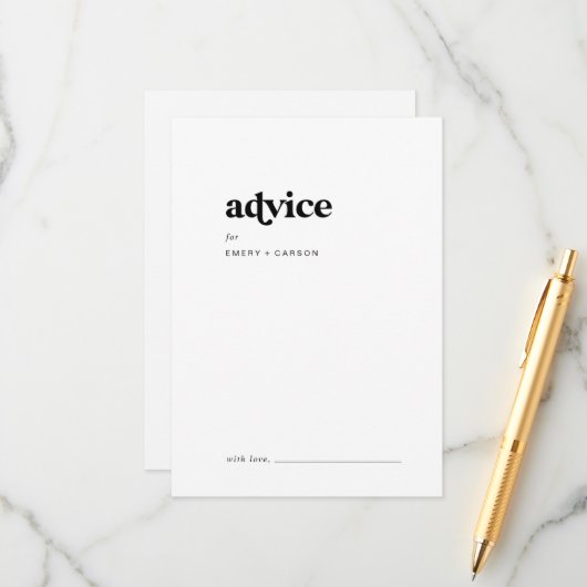 黒モダンタイポグラフィ結婚ズ アドバイスカード (正面/裏面インサイチュ)