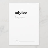 黒モダンタイポグラフィ結婚ズ アドバイスカード (正面)