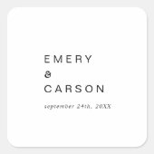 黒モダンタイポグラフィ結婚封筒用シール スクエアシール (正面)