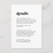 黒モダンタイポグラフィ結婚詳細 エンクロージャーカード (正面)