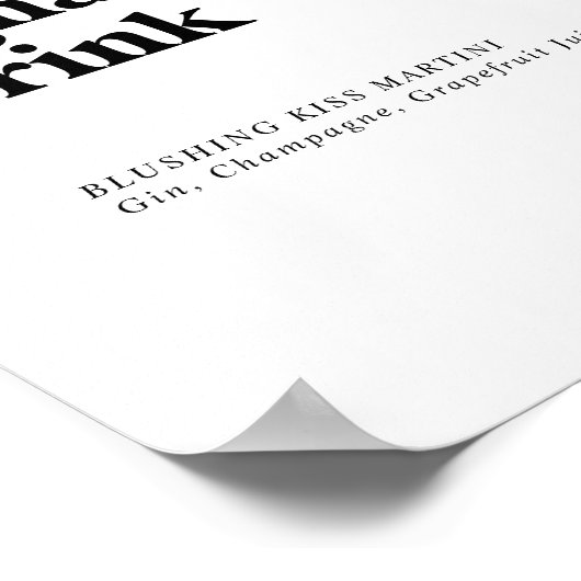 黒モダンタイポグラフィ署名ドリンクの看板 ポスター (角)