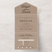 黒モダンタイポグラフィ茶色クラフト紙結婚ズ オールインワン招待状 (内側)