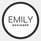 黒モダンタイポグラフィ黒縁ど ラウンドシール (正面)