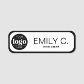 黒モダンタイポグラフィ黒縁ど 名札 (正面)