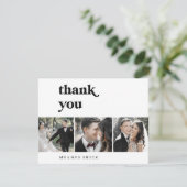 黒モダンタイポグラフィ3フォトサンキューカード サンキューカード (スタンド正面)