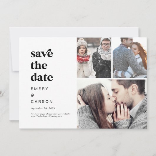 黒モダンタイポグラフィ3 Photo Collage セーブザデート (正面)