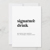 黒モダンタイポグラフィ5x7"シグネチャードリンク看板 (正面)
