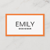 黒モダンタイポグラフィ | オレンジ縁ど色 名刺 (正面)