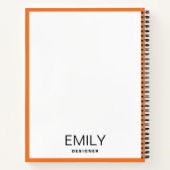 黒モダンタイポグラフィ | オレンジ色のノートブック ノートブック (裏面)