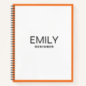 黒モダンタイポグラフィ | オレンジ色のノートブック ノートブック (正面)