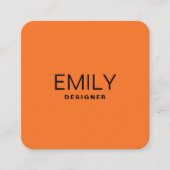 黒モダンタイポグラフィ |オレンジ スクエア名刺 (正面)