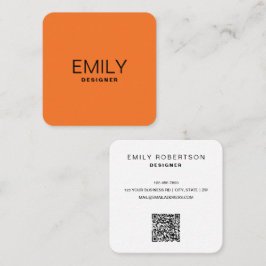 黒モダンタイポグラフィ |オレンジ スクエア名刺