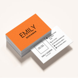 黒モダンタイポグラフィ |オレンジ 名刺
