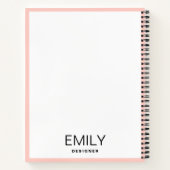 黒モダンタイポグラフィ | ピンクのノート縁どブック ノートブック (裏面)